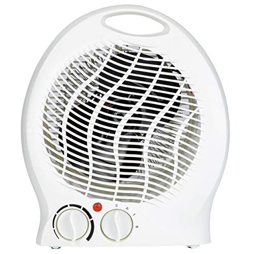 Slabo Calentador de Ventilador eléctrico 2000W Calentador Radiante calefacción 2X etapas de calefacción (1000/2000W) | 1x Ventilador de Etapa fría | Apagado automático Cuando se vuelca - Blanco