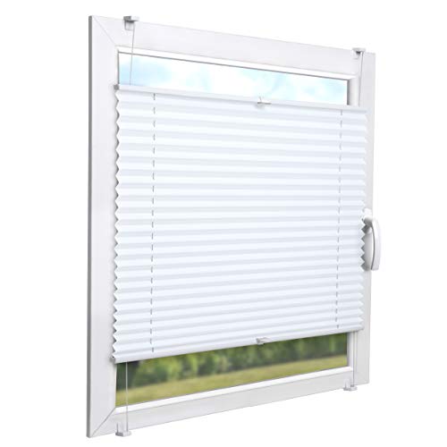 Sol Royal Cortina Plisada SolDecor P26 Persiana Plisada sin perforar para Ventanas y Puertas - Estores sin taladrar con Klemmfix 35x120 cm Blanco