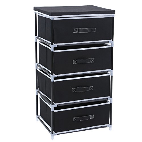 SONGMICS Organizador con 4 cajones Armario de Tela Modular Multiusos Negro 45 x 38 x 84,5 cm RLG14H