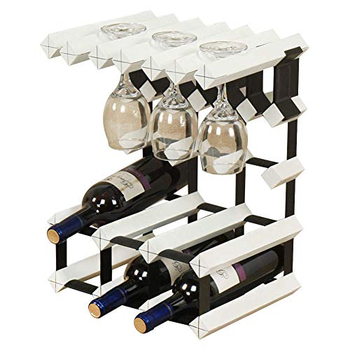 Soporte para Vino Soporte de Almacenamiento Encimera de Madera Botella de Vino Estante de Vidrio Estante de Almacenamiento Independiente Decoración de Adornos, Blanco, 32.5 * 23.5 * 41.5cm