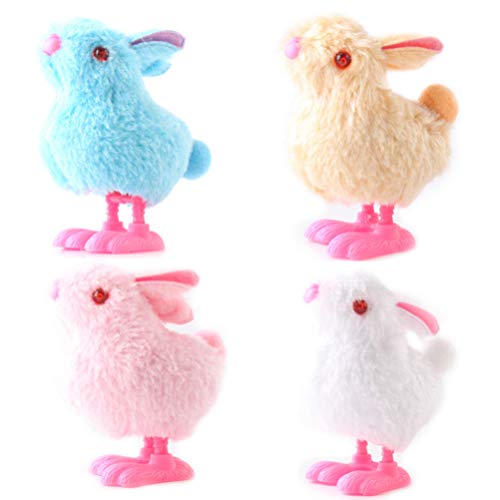 STOBOK 12 Piezas de Juguetes de Pascua de Cuerda de Peluche Conejito Chick Juguetes de Mecanismo de Juguete Conejo Saltarín Juguetes de Animales para Fiestas de Regalo para Niños Bolsa