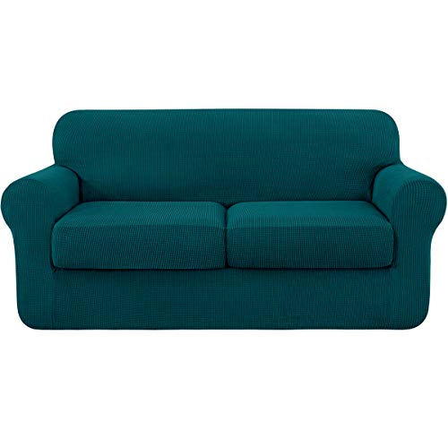 subrtex Fundas Sofa Elasticas con Funda de Asiento Separados(2 Plazas,Azul petróleo)