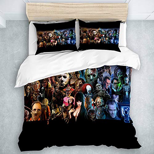 SUHOM Bedding Juego de Funda de Edredón,Películas de Terror clásicas,Microfibra (Cama 140x200 + Almohada 50X80),Single