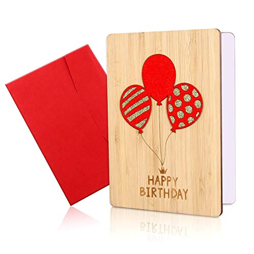 Tarjeta de Felicitación, Tarjeta de Felicitación de Madera, Tarjetas de Cumpleaños, Tarjetas Hechas a Mano con Bambú Real Con Sobres, Feliz Cumpleaños, Mejores Ideas Únicas para Regalos