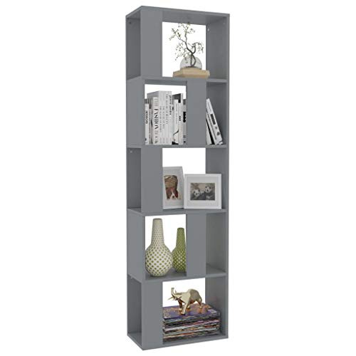 Tidyard Estantería/Divisor Librería de Madera con Cubos y estantes Abiertos, Estantería para Libros Independiente de Espacios aglomerado 45x24x159 cm,Gris