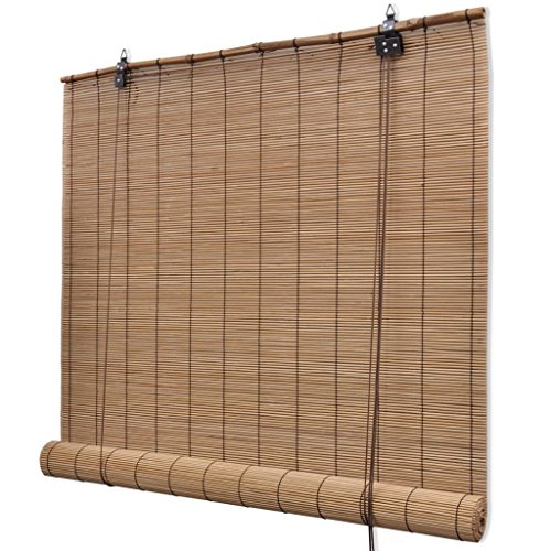 Tidyard Persiana Enrollable de Bambú,Cortina de Madera,Estor Enrollable para Ventana de Vestidor,Marrón 140x160cm