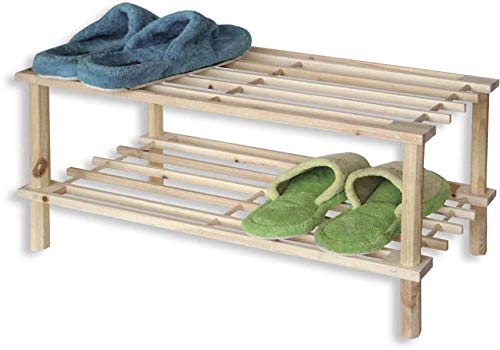 TIENDA EURASIA® Zapatero de Madera Natural. Estantería Disponible en 3 tamaños. Diseño Sencillo y Compacto. Ideal para Cualquier rincón de tu hogar. (Natural, 2 Alturas)