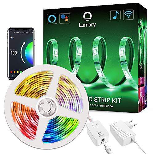 Tiras LED Wi-Fi Inteligente, Lumary 2M Luces Led Ajustable con 16 Millones Colores y Blanco Cálido/Frío de 2700K-6500K, Control de Voz/Remoto, Modos de Escena, Compatible con Alexa/Google Home