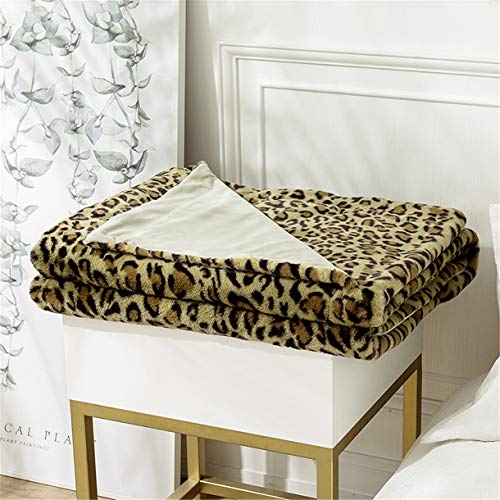 Toalla de sofá clásica Lanzar, Multifunción Espesar Manta de aire acondicionado Suave Calentar Cómodo Lujoso Patrón de leopardo para Siesta Sala Casa Decoración Cuatro estaciones,Latón,160x200 CM