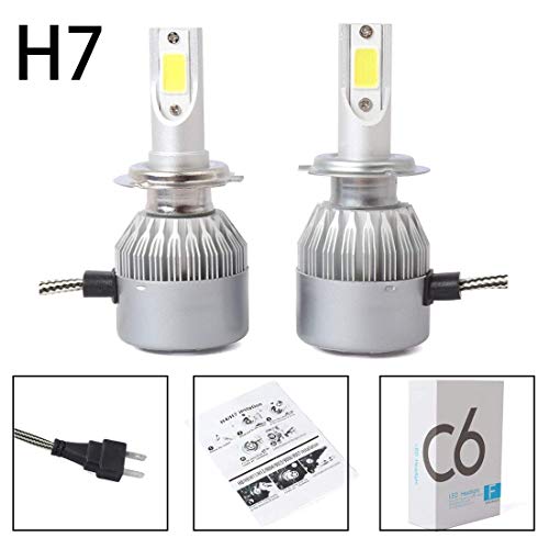 TOOGOO Nuevo 2pzs C6 LED Kit de faros de coche COB H7 36W 7600LM bombillas de luz blanca