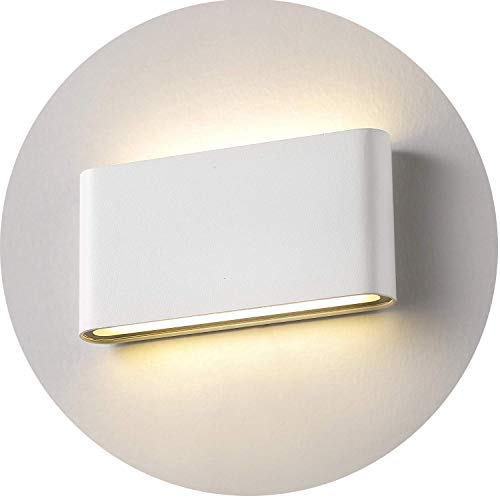 Topmo-plus 12w lámpara de pared LED impermeable IP65 moderno apliques aluminio apliques llevó exterior Arriba y Abajo Diseño Bañadore de vestíbulo 1320LM (Blanco/blanco cálido)