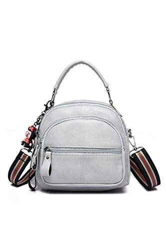 Ulisty Mujer Pequeño Cuero de imitación Mochila Mini Moda Bolsa de Hombro Bolso Bandolera Plata