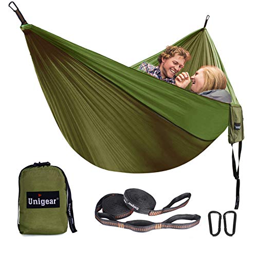 Unigear Hamaca para Acampar 320 x 200 cm para 2 Personas, Hamaca Aoble Portátil Ligera de Nylon Paracaídas con Correas para Mochilero, Camping, Viajes, Playa, Jardín