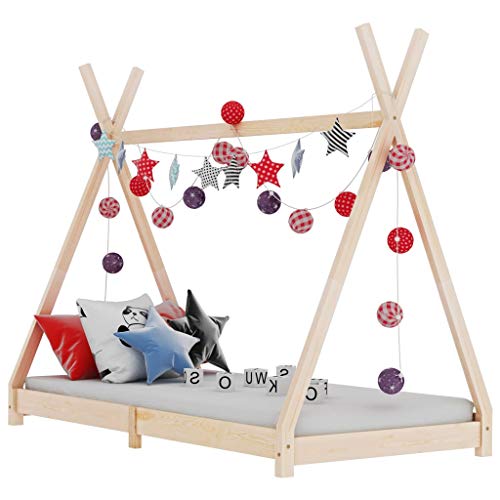 vidaXL Madera Maciza de Pino Estructura de Cama Infantil Mueble para Habitación Dormir Cuarto de Niños 70x140 cm