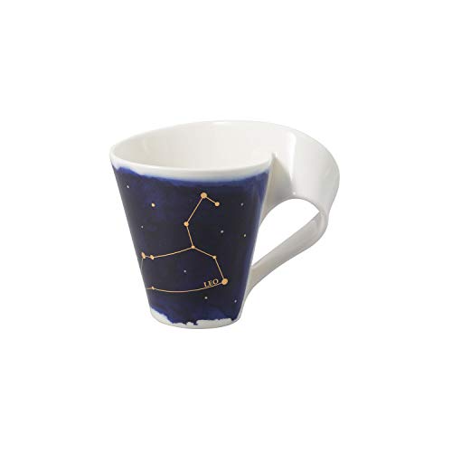 Villeroy & Boch 10-1616-5817 NewWave Stars Asa Elegante Taza con Motivo de Leo, Porcelana , Apta para lavavajillas, Blanco/Azul, 300 ml