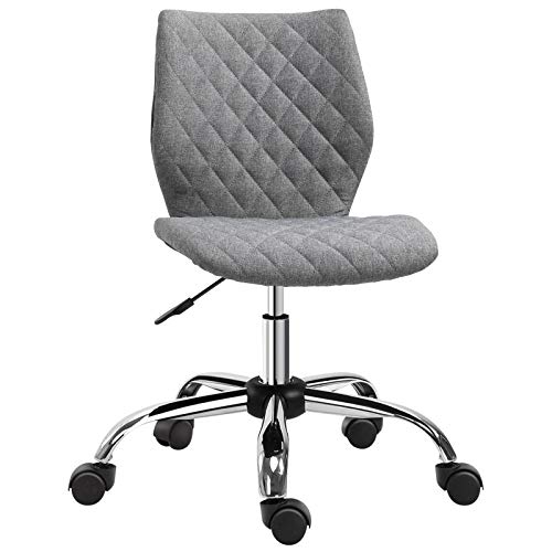 Vinsetto Silla de Oficina Silla de Escritorio Ergonómica Altura Ajustable con 5 Ruedas Nylon Giratorias de 360° Asiento Acolchado Diseño Elegante de Rombos 45,5x65x84-95,5 cm Gris