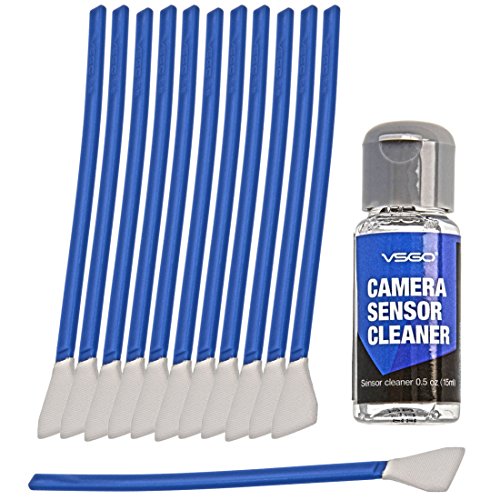 VSGO Kit De Limpieza De Sensor APS-C De La Cámara - 6 a 12 Limpiezas – 12 x Hisopos 16 mm - Libre De Polvo y Envasados Al Vacío - Limpiador Líquido