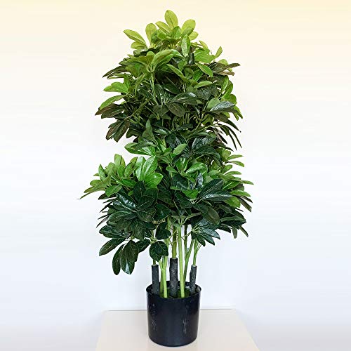 Wellhome Planta Ficus Verde Artificial de 110 cm de Altura con Maceta