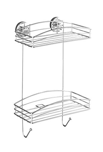 Wenko Vacuum-Loc Estantería 2 Repisas, Acero, Plateado, 15x26x43 cm