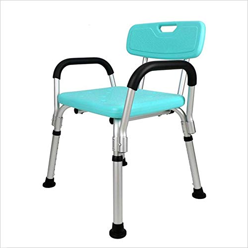 WJSXJJ Taburete de Asiento de Ducha para baño Respaldo de cinturón Antideslizante con apoyabrazos Ducha Silla Azul