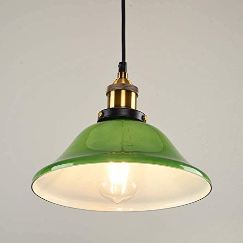 Wlgt Luz tradicional antiguo banquero Nostálgico Iluminación for el hogar lámpara de sombra retro estilo industrial verde esmeralda cristal cubierta Pantalla de lámpara colgante Restaurante Sala Dormi