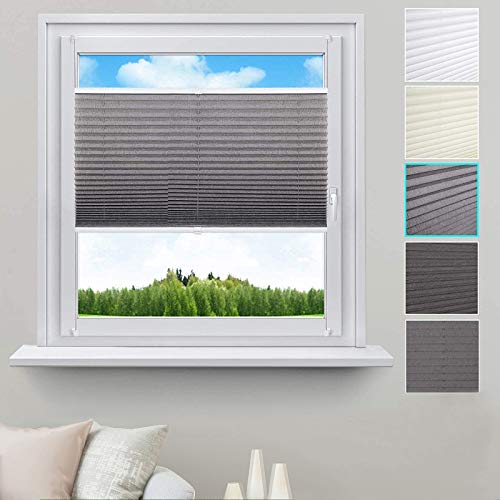 WOLTU Estor Plisado Persianas para Ventanas y Puertas Sin perforación 55x100cm Gris PS5622gr03