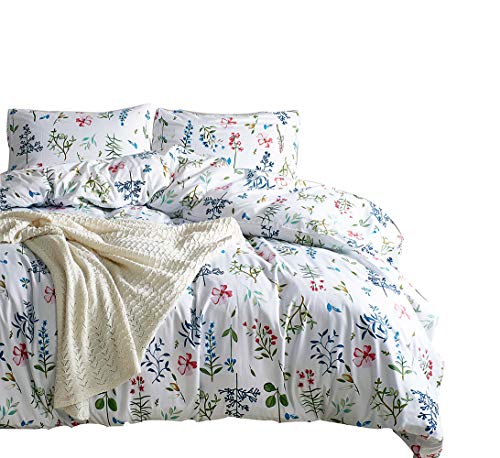 Wondder 2/3 UNIDS Duvet Cover Set Suave Transpirable Poliéster Microfibra Flores Patrón Impreso Juego de Edredón Conjunto de Ropa de Cama con Cremallera (Estilo 1, 220 * 230cm)