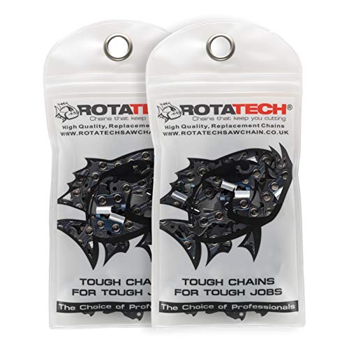 X2 (Dos) Auténtica Rotatech cadenas de motosierra 3/8" 1.3mm 52 enlaces 35cm Compatible con Oregon, Bosch, dollmar, Hitachi, Echo, Einhell, Makita, Husqvarna y otros