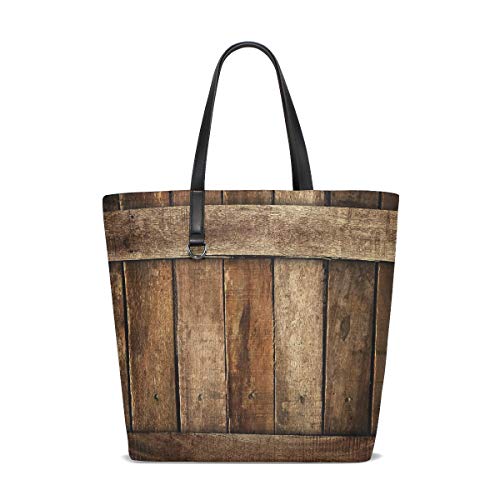 XiangHeFu Bolsos de mujer Bolso de hombro de tela de poliéster con ventana de madera retro