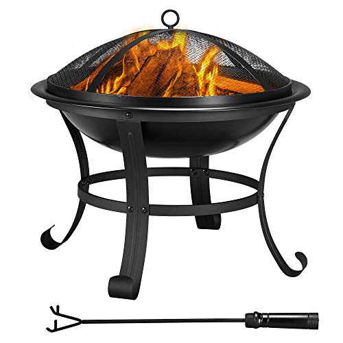 Yaheetech Brasero Exterior para Jardin Chimeneas de Leña Terraza Estufas de Pie Plegable con Funda Cuenco para Hogueras 54x54x49cm