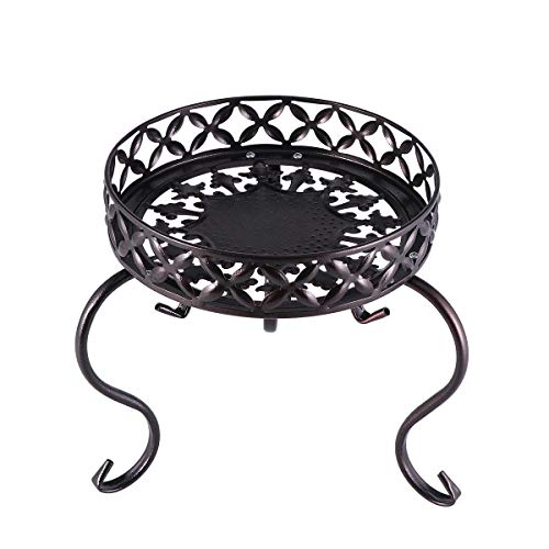 Yardwe Soporte de metal para plantas de interior y exterior, soporte para flores, soporte para macetas de flores, soporte de hierro, jardín, macetas, de interior de balcón (bronce)