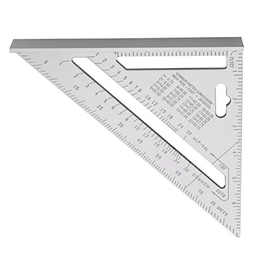 YOTINO Medición de Regla Triangular 7 Pulgadas Escuadra de Aleación de Aluminio Sistema Imperial Alta Precisión para Ingeniero Carpintero