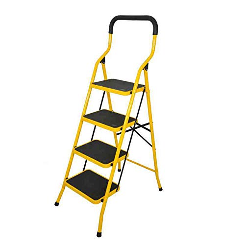 YXLONG Escalera De Barandilla Doméstica Escalera Plegable De Espiga De Pedal Multifunción Escalera De Hierro De Pedal Ancho Enviar Herramientas De Instalación, Amarillo,5steps