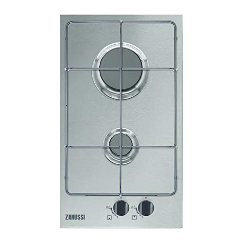 Zanussi ZGG35214XA - Placa de gas 29 cm, 2 zonas de gas, mandos frontales, color gris