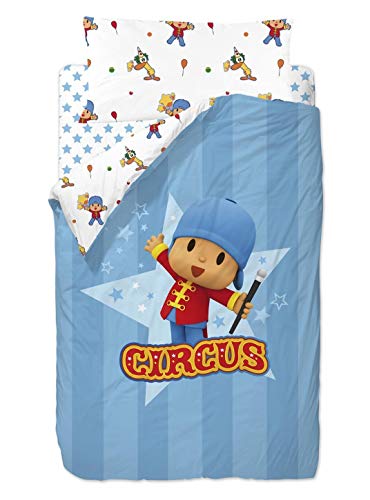 Zinkia Pocoyo Circus Saco nórdico de 2 Piezas para Cama de 90 cm, Mezcla De Algodón, Multicolor, 25x90x190 cm