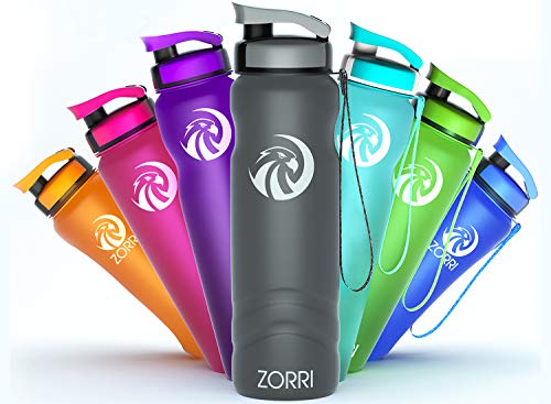 ZORRI Botella de agua de 1 litro/600 ml/800 ml/1,2 litros, sin BPA, ecológica, botella de agua a prueba de fugas de Tritan, para deportes, niños, escuela, gimnasio, fitness, bicicleta