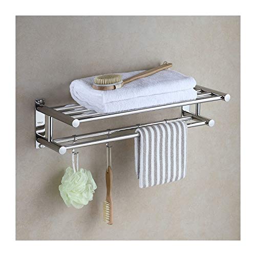 ZZBJ Rack de Toallas, riel de Toalla de Acero Inoxidable Sus 304 con Estante de Toalla de Doble Fila para baño, Montaje en Pared (60 cm de Largo) 224 (Size : 40CM)