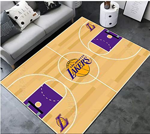 zzqiao Estilo Europeo Y Americano NBA Baloncesto Lakers Equipo Sala De Estar Sofá Mesa De Café Dormitorio Alfombra De Noche Personalidad Rectangular Alfombra Antideslizante Creativa 120 * 160 Cm