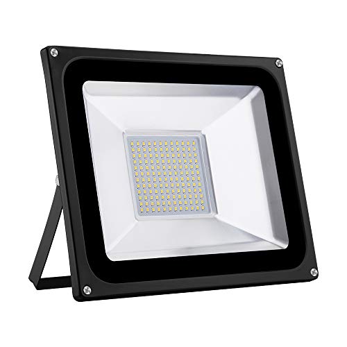 100W Foco LED Exterior, Papasbox 10000LM Impermeable IP65 Proyector Blanco cálido 3000K Foco LED, Lámparas Led de Seguridad, Igual a 500W Luz Halógena para Jardín, Garaje, Hotel, Patio, Pasillo