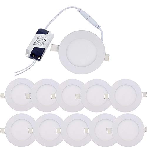 10X 6W Blanco frio Downlight Led Empotrable en Techo Redondo Superficie Focos led Empotrables Downlight Empotrado Ligero Ultra Plano Empotrado Lámpara