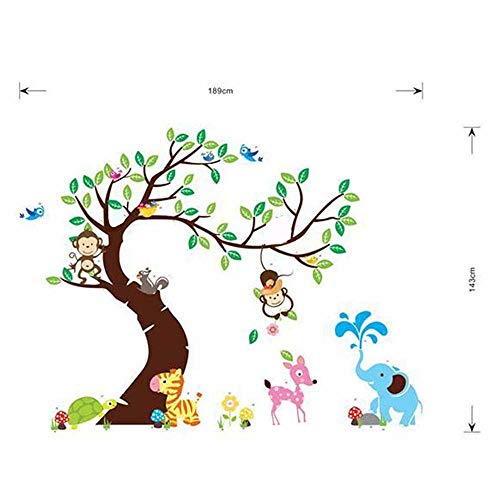 140x170cm Pegatina de Pared calcomanía extraíble Mono Elefante Pegatinas de Pared para niños bebé guardería niños habitación Pared