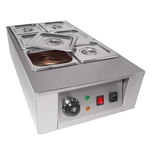 1KW Fundidor de Chocolate, Derretidor de Chocolate con 6 Tanques, Máquina de Templado de Chocolate Comercial para 12 kg de Chocolate