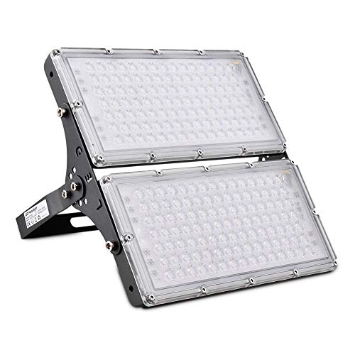 200W Focos LED Exterior, Sararoom Floodlight 180° Ultrafino Rotación Proyector Reflector Luz IP66 20000LM Foco Módulo LED para jardín Escuela estadio etc Iluminación Exterior(Blanco cálido)