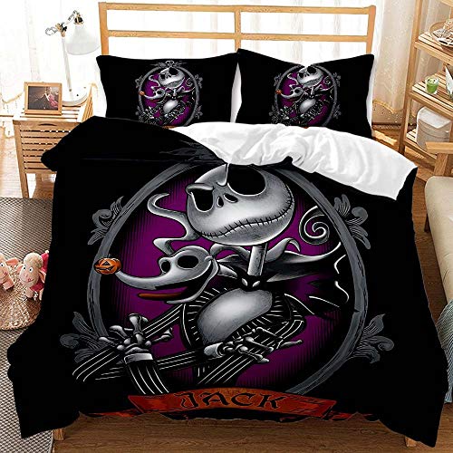 3d Efecto Pesadilla Antes De Navidad Juego De Funda Nórdica Con Cierre De Cremallera Microfibra Suave Juego De Cama 3 Piezas / 04 / 150x200cm(2 Piece)