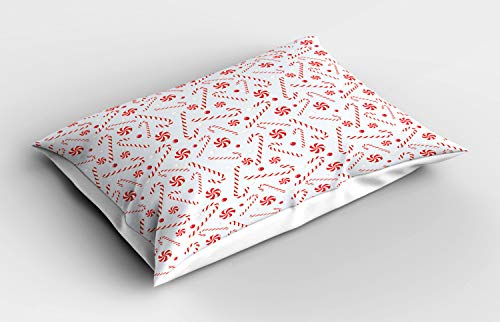 ABAKUHAUS bastón de Caramelo Funda de Almohada, Alquiler de Alimentos, Decorativa de Suave Microfibra Estampada Lavable, 80 cm x 40 cm, Rojo Blanco Coco