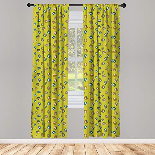 ABAKUHAUS Magdalena Juego de 2 Paños Cortinas, Crema pastelera Mollete Topping, Tratamiento de Ventana para Habitación y Dormitorio, 150 cm x 225 cm, Verde Manzana Multicolor