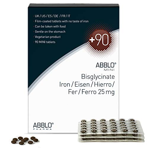 ABBLO Hierro Bisglycinato 25mg. / HIERRO Amino Acids 25mg. 1 tableta al día es suficiente (90 tabletas)