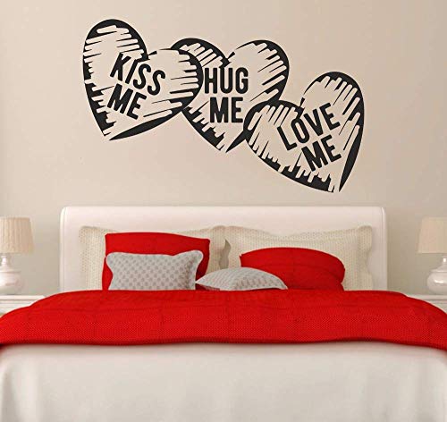 Adhesivos Visuales, Adhesivos De Pared Para Dormitorio, Corazones De Amor Bésame Abrazo Ámeme Cama De Matrimonio Resumen Carta Pegatinas Papel Pintado Decorativo Decorativo