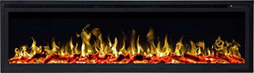 AFLAMO ROYAL Chimenea eléctrica, (750 W o 1500 W), simulación de fuego LED, profundidad de solo 15 cm (126 x 43 x 15)