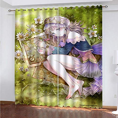 AGKMLP 3D Cortinas Chica Anime De Adecuado para Balcon Salón Dormitorio -Modernos Fiesta Cortinas Termicas De Aislamiento Y Reducción De Ruido Hogar Ventana Decoracion